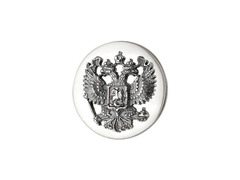 Серебряный значок Герб России 16 х 16 в круге